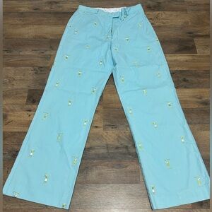 Lilly Pulitzer Aqua Pants with Yellow Stitching. NWOT